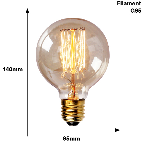 Edison Bulb E27 220V 40W ST64 A19 T45 G80 G95 G125 Incandescent filament bulb lighting Retro Edison Light Bulb