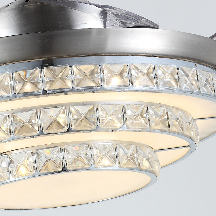 Simple Frequency Conversion Crystal Ceiling Fan Lamp